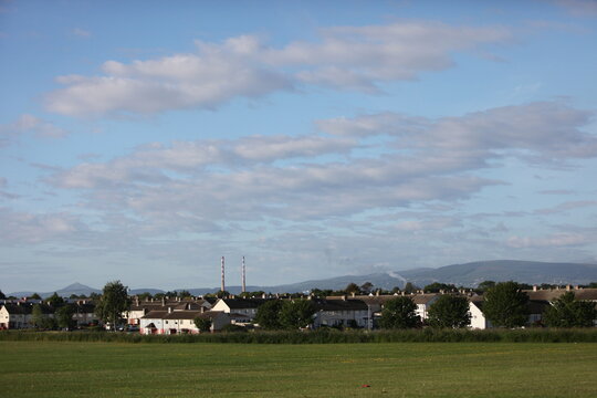 Dublin suburb landscape on a sunny summer day