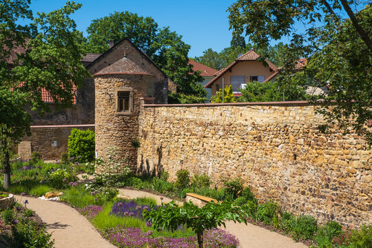 View of part of the old city wall of Deidesheim / Germany in the North Palatinate 