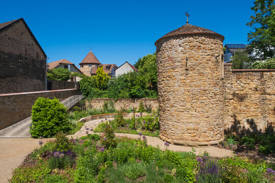 View of part of the old city wall of Deidesheim / Germany in the North Palatinate 