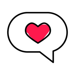 Heart in speech bubble doodle hand drawn icon