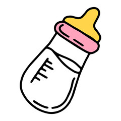 Cute illustration of baby milk pacifier icon in the style of hand drawing cartoon