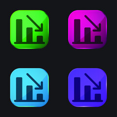Analytics four color glass button icon