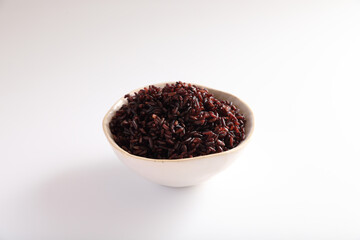 Boiled riceberry rice in close up