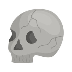 Flat vector illustration of a skull with cracks