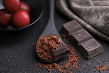 stick spoon with powdered chocolate