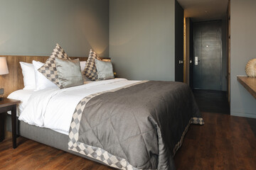 Fototapeta na wymiar black and grey modern bedroom interior