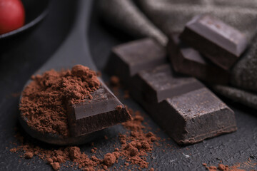 stick spoon with powdered chocolate