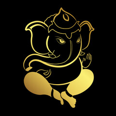 Ganesha god of elephant with golden border elements