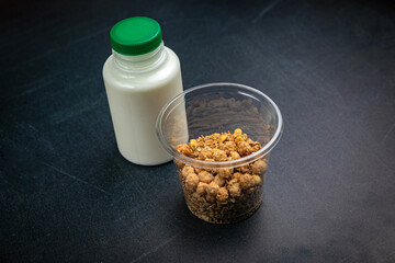 Granola on a dark table
