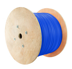 Blue cable large spool, Roll - wooden spool.