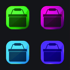 Basket four color glass button icon