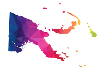 Abstract Polygon Map - Vector illustration Low Poly Color Rainbow Papua new guinea map of  isolated. Vector Illustration eps10.