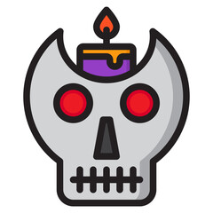 Skull color line style icon