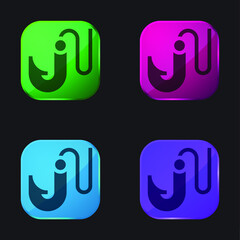 Bait four color glass button icon