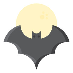 Bat and moon flat style icon