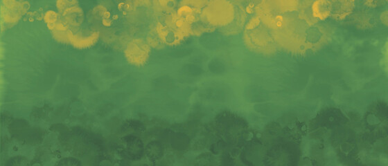 Grass and water drops.  Green and yellow abstract background. Splash digital banner.