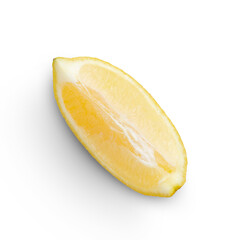 Fresh sicilian lemon slice isolated on white background. Top view