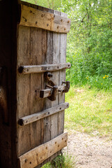 Open wooden door in park