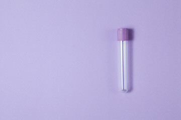 Purple empty vacuum blood collection tube test with EDTA as anticoagulant.