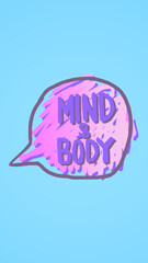 Blue Phone Wallpaper Speech Bubble Doodle with 'Mind & Body' in Handwriting