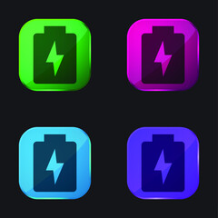 Battery four color glass button icon