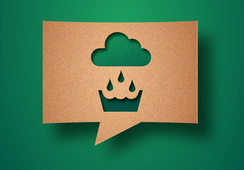 Recycle rain water green papercut chat concept