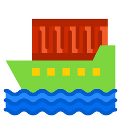 Cargo ship flat style icon