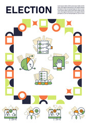 Election brochure.Voting template. Flyer, magazine, poster, book cover, booklet. Vote concept. Democracy. Parliamentary elections infographic concept.Layout illustration page with icons