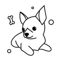 Obraz na płótnie Canvas Cute Cartoon Vector Illustration icon of a Chihuahua puppy dog. It is outline style.