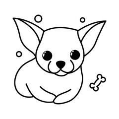 Fototapeta premium Cute Cartoon Vector Illustration icon of a Chihuahua puppy dog. It is outline style.