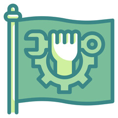 flag blue line icon