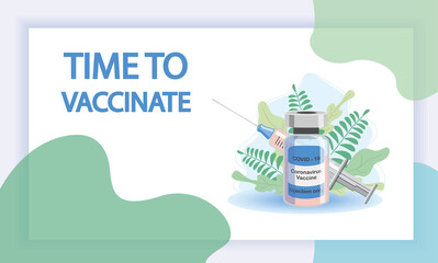 Vaccination concept. Immunization campaign. Vaccination against the vaccine. Health care and security. Syringe and vaccine vial.