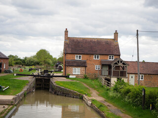 Fototapeta na wymiar a flight of locks at napton on the Hill on the South Oxfordshire canal