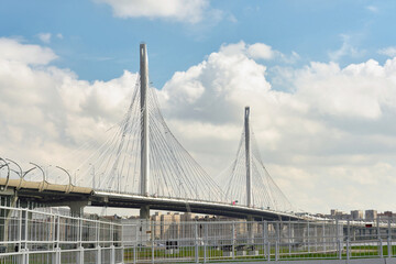 Cable-stayed bridge over the Petrovsky fairway in St. Petersburg