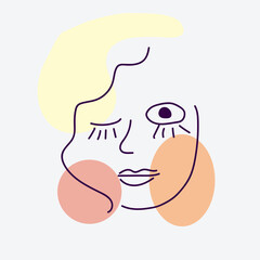 Women portraits. Female abstract hand drawn contemporary portrait, fashion girls silhouettes, modern female face posters