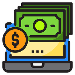 Money online color line style icon