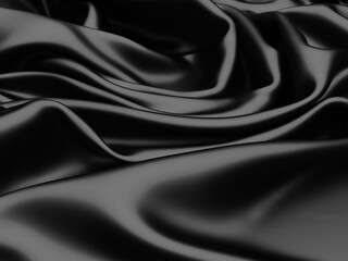 Fototapeta premium Abstract background luxury cloth waves. dark wavy soft wrinkled fabric