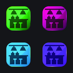 Bar four color glass button icon