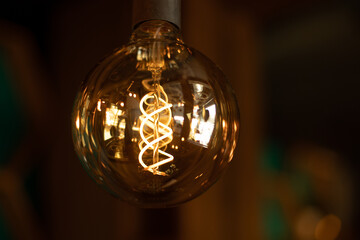 Set edison retro lamp on dark background
