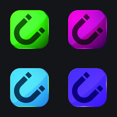 Attraction four color glass button icon