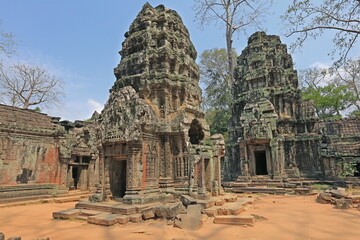 Beautifully carved Banteay Srei the gem of Khmer empire this place is the only one temple made by pink sandstone in The temples of Angkor Wat National park, Siem Reap, Cambodia.