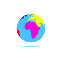 Vector image of a planet with multi-colored continents. On white background.