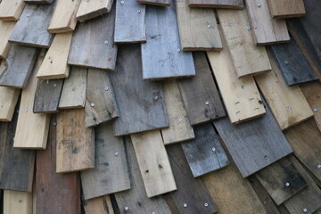 Textured Background Wood Tiles and Nails