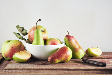 Ripe organic apples and pears.