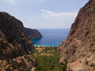 Butterfly valley as seen from above, located near Oludeniz (Fethiye district) in Turkey