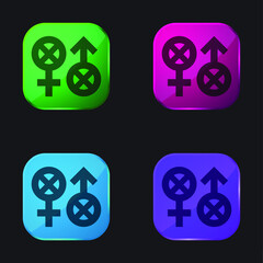 Biphobia four color glass button icon