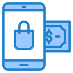 Smart phone shopping blue style icon
