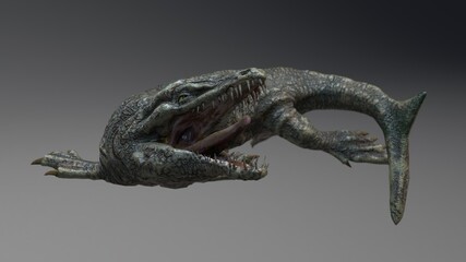 Naklejka premium Sea Monsters of background, 3d render