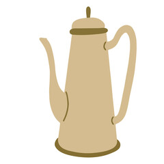 Beige coffee pot hand drawn vector illustration isolated on white background