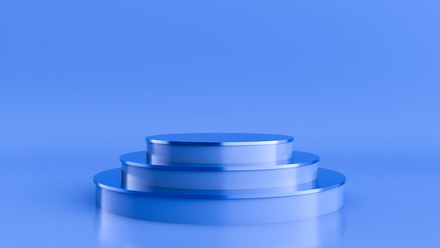 3d Circle Blue Podium Render Background Mockup